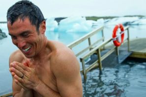 Chris Burkard swimming in the Arctic Circle