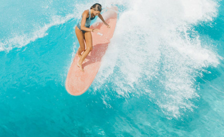 surfing on a longboard