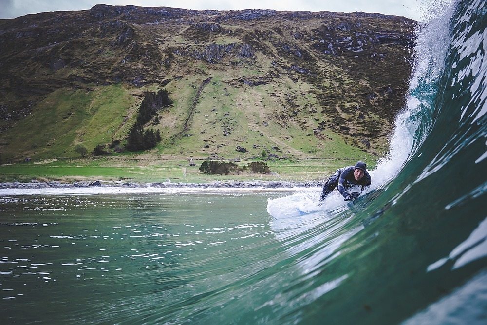 norway surfing barrel