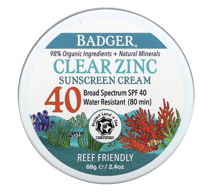 Badger Company Clear Zinc Sunscreen Cream SPF40 zinc