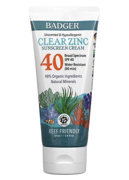 Badger Company Clear Zinc Sunscreen Cream SPF40