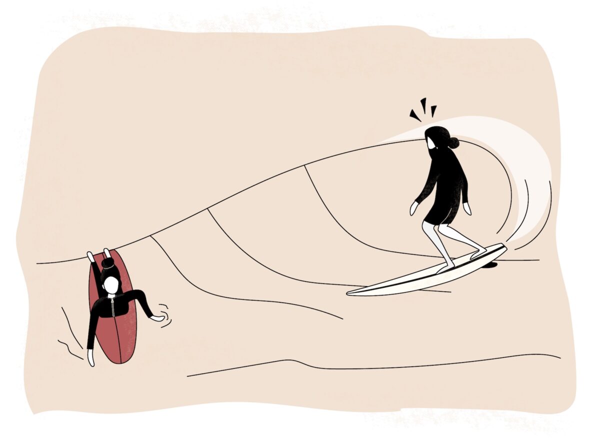 Drop in wave rules surfing illustration