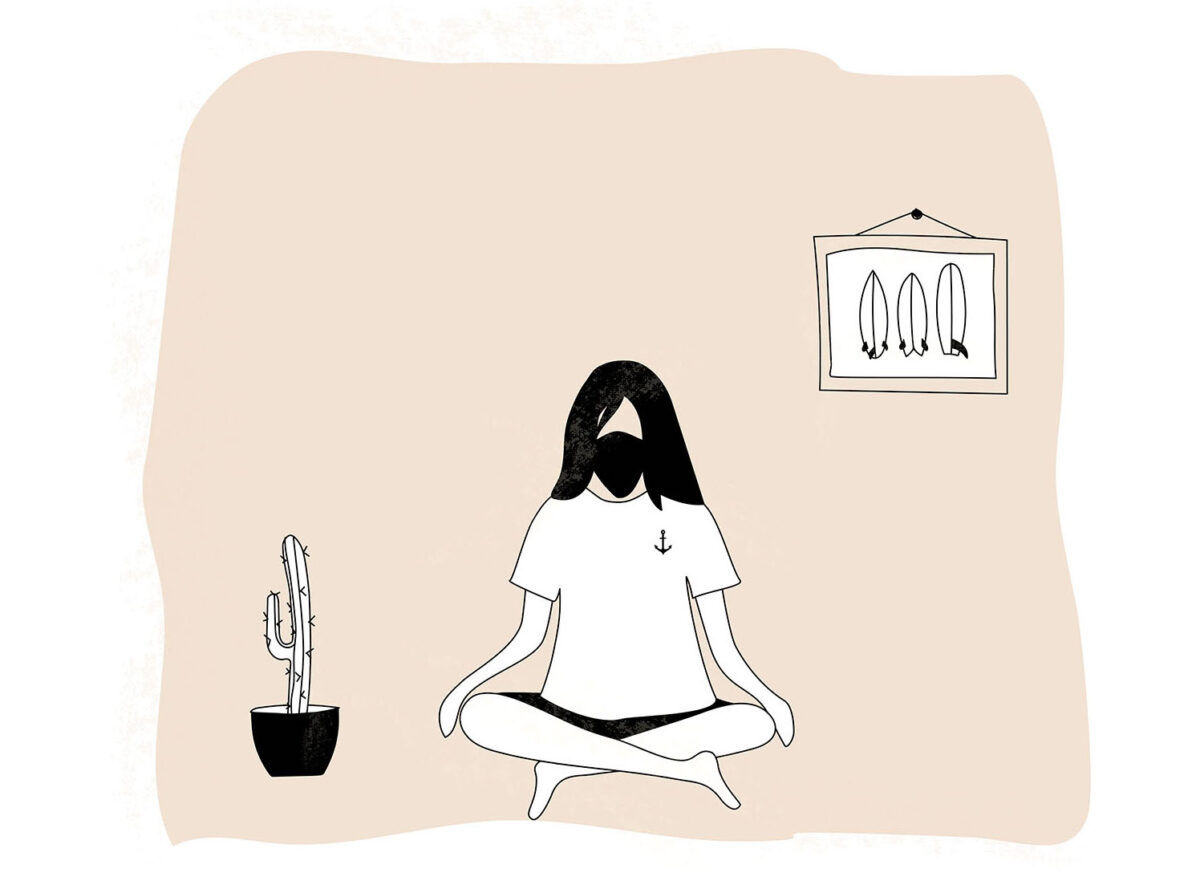 Surfer meditating illustration 1