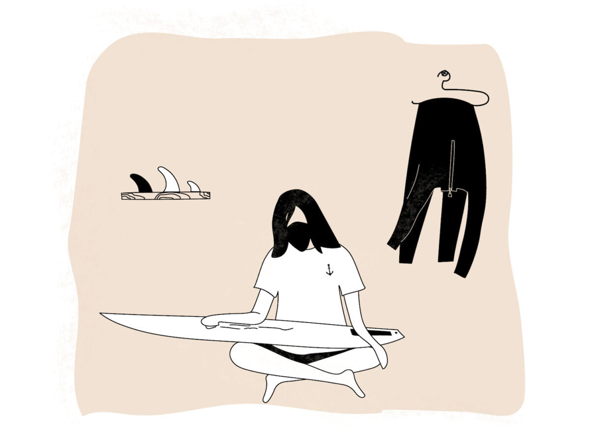 Surfing illustration surf wax