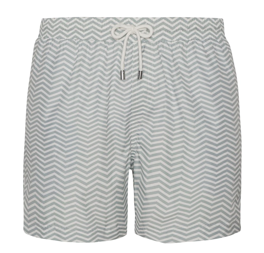 Marda Zig Zag Grey Mid Length Swim Shorts