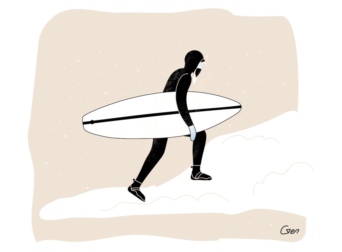 Surfing Booties Illustration Winter Surf