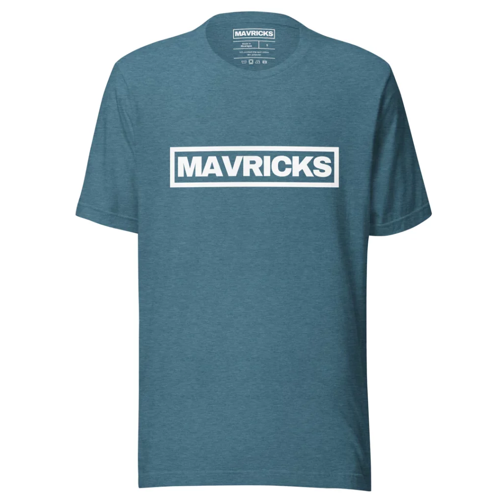 Mavricks bold t shirt heather deep teal white front 1080x