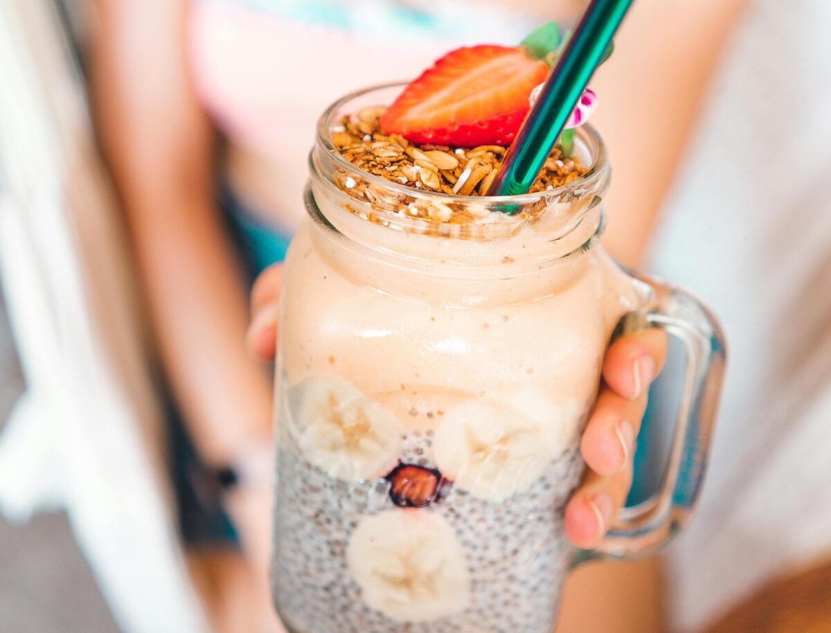 Banana with almond butter smoothie for surfers image